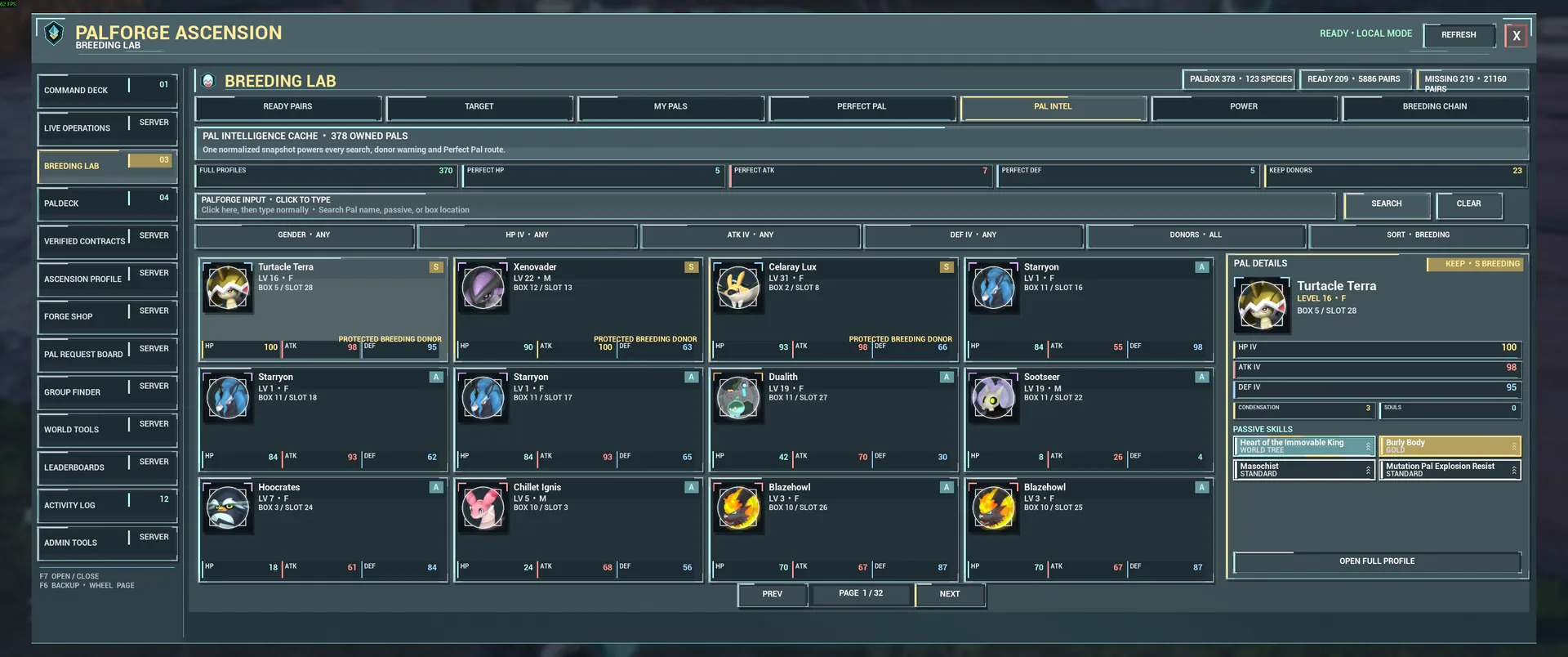 PALFORGE ASCENSION — Breeding, Palbox, Paldex, Power & Server Companion creator screenshot