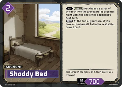 Shoddy Bed card